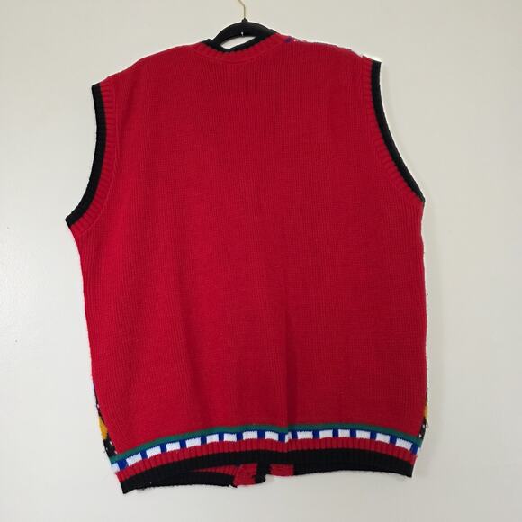Vintage Ugly Christmas Sweater Vest Womens 1X/2X Santa Presents Oversized Artsy - Picture 5 of 8